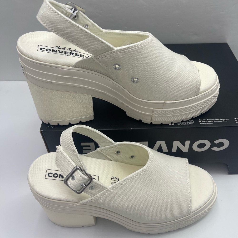 Converse CHUCK 70 DE LUXE HEEL MULE SLI EGRET/EGRET/EGRET Platform Heels A13796F - Picture 2 of 16